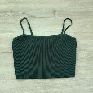 Aritzia Green Babaton Ribbed Tank Crop Top